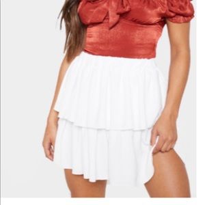 white layered flow skirt